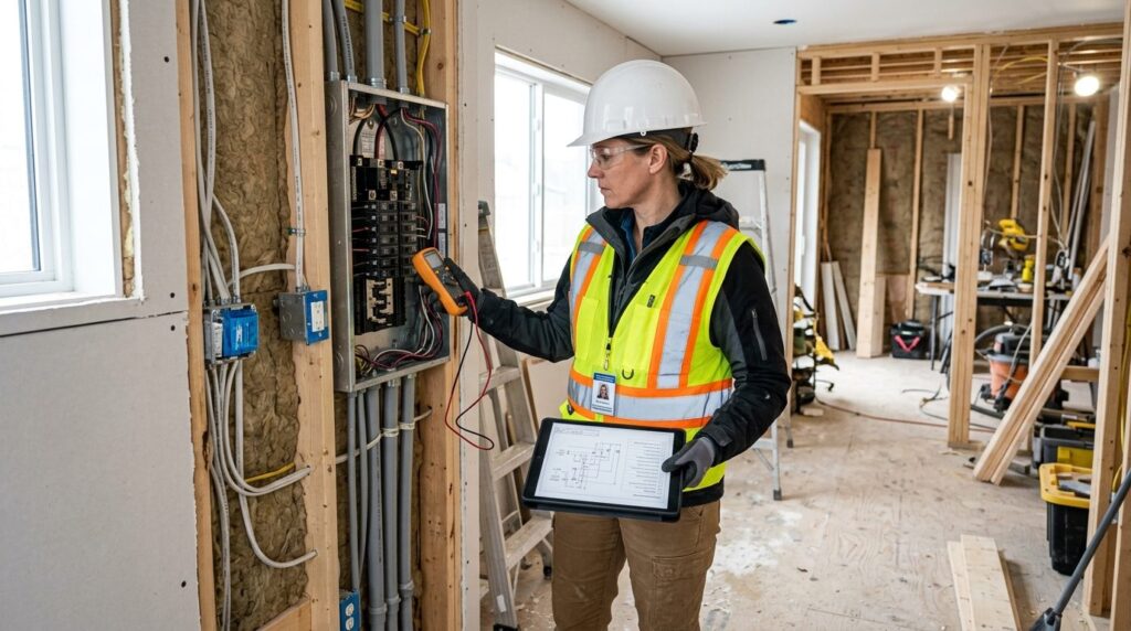 Building inspector using measuring instruments and inspectio